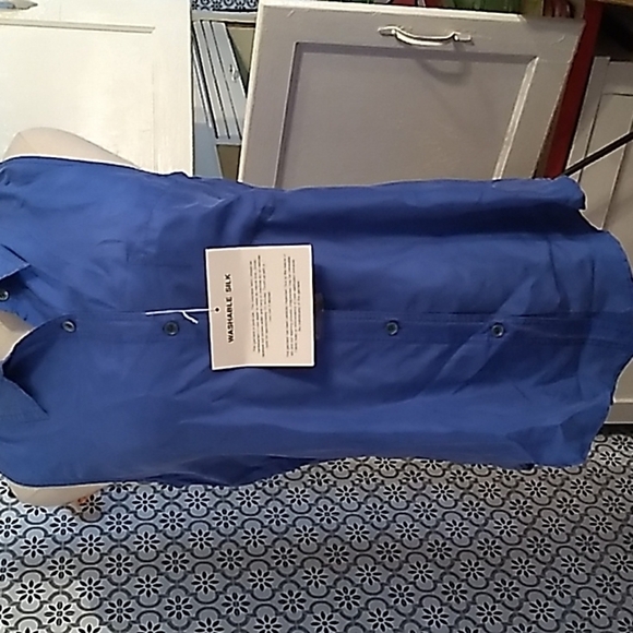 Vintage 1990s Y2K blue 100% silk sleeveless blouse medium - Picture 1 of 3